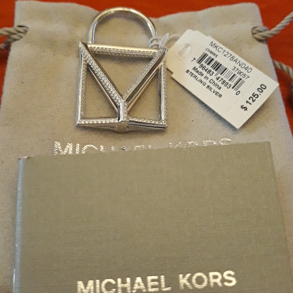 ♥️Michael Kors Sterling silver Mercer Charm Pave New Rhinestones Locket Pendant - Picture 7 of 7